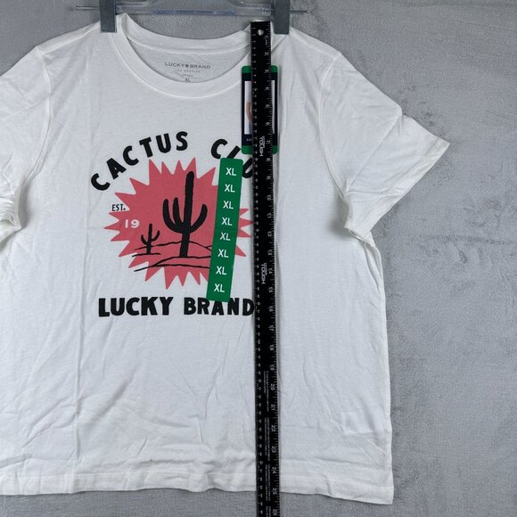 Lucky Brand Graphic T Shirt Top Crew Neck Cactus Club Womens White Size X Large - Picture 10 of 11